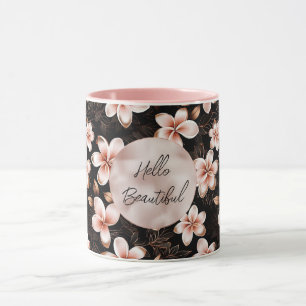 Schwarzer Rosa Rosa Rose Gold Floral Tasse