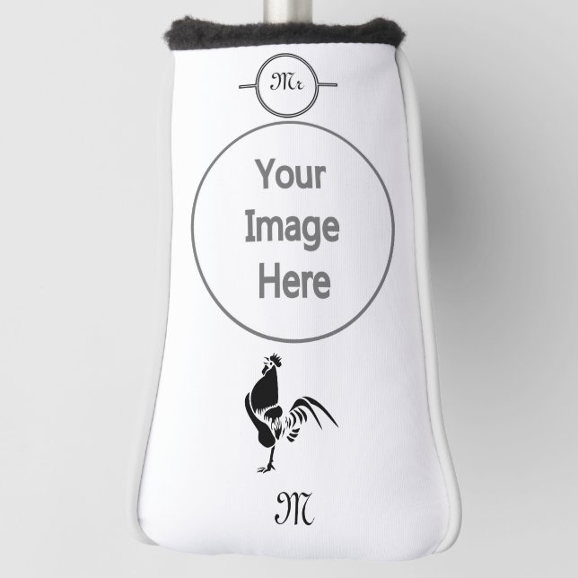 Schwarzer Roster krönen den guten Morgen Alarm Golf Headcover (Rotieren 90)