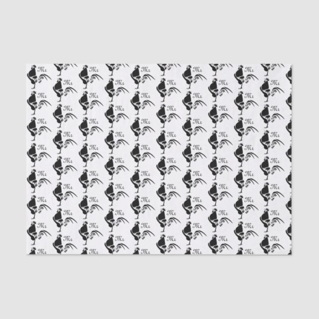 Schwarzer Roster krönen den guten Morgen Alarm Seidenpapier (Vorderseite)