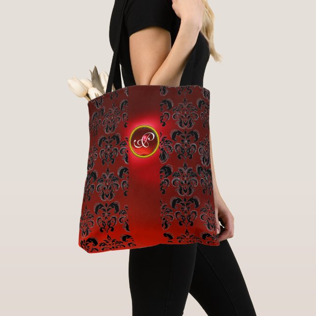 SCHWARZER ROTER DAMASK-FLORAL, RUBY GEMSTONE-MONOG (Von Nahem)