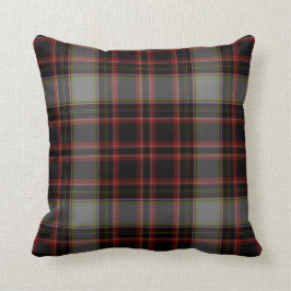 Schwarzer roter grauer gelbes GoldTartan kariert Kissen