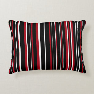 Schwarzer, roter und weißer Barcode-Streifen Zierkissen