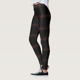 Schwarzer roter weißer großer Tartan kariert Leggings