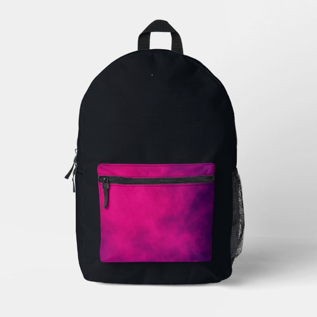 Schwarzer Rucksack mit Neon Pink Pocket - Anpassen (Vorderseite)
