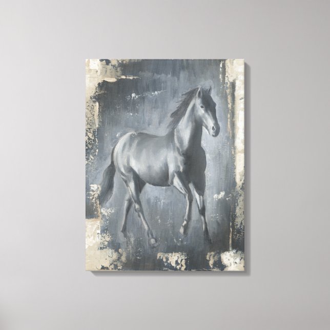 Schwarzer Running Stallion Leinwanddruck (Vorderseite)