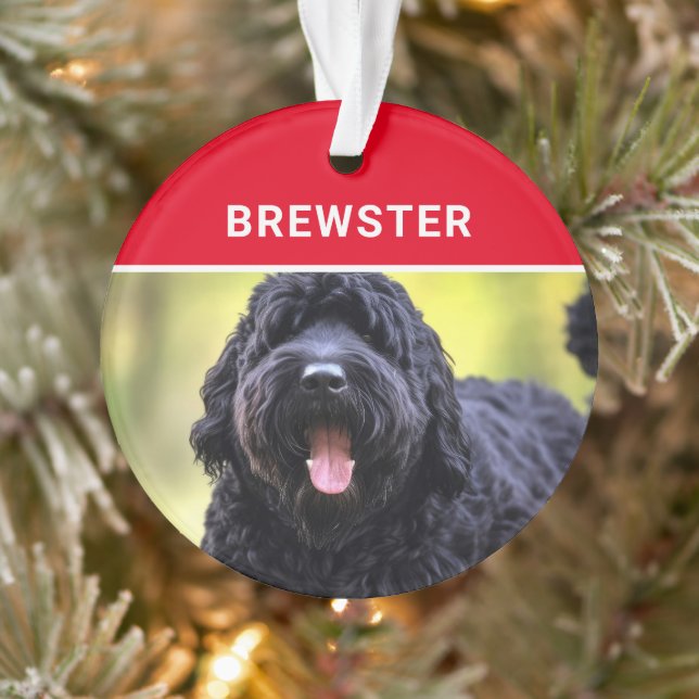 Schwarzer Russischer Terrier Dog's Name Foto Weihn Ornament (Baum)