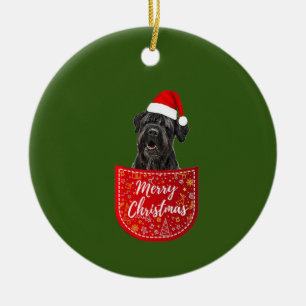 Schwarzer russischer Terrier Weihnachtshund in der Keramik Ornament
