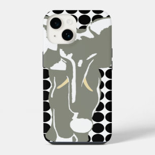 Schwarzer Safari-Punkt mit Pop-Art-Elefant iPhone 14 Hülle