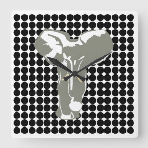 Schwarzer Safari-Punkt mit Pop-Art-Elefant Quadratische Wanduhr