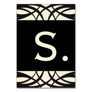 Schwarzer Sahnekunst-Deko, der Fahnen-Karten Tischnummer