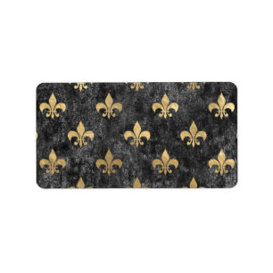 Schwarzer Samt Fleur De Lis Mardi Gras Orleans Adressaufkleber