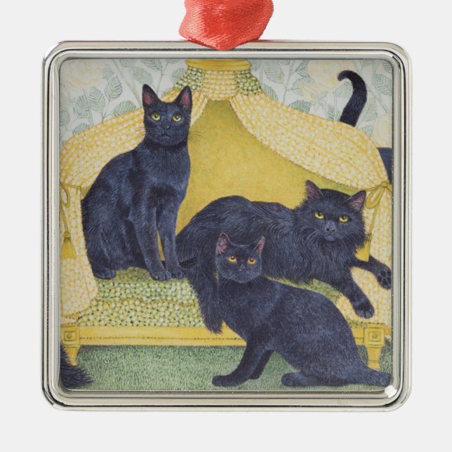 Schwarzer Samt Silbernes Ornament (Vorne)