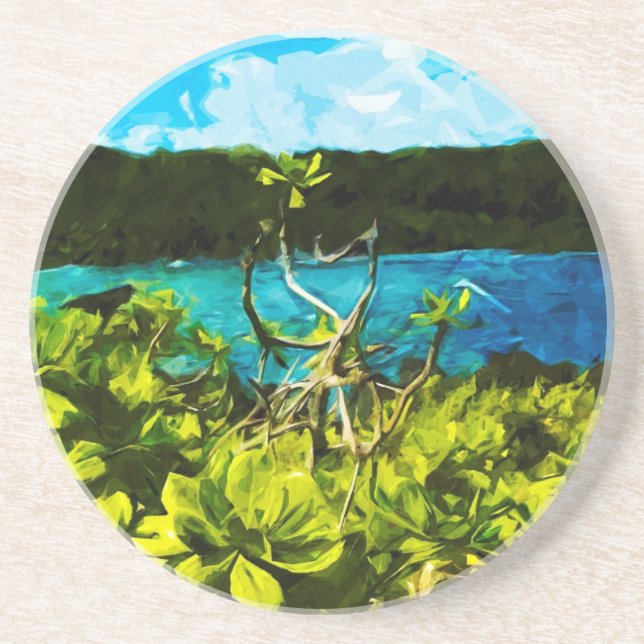 Schwarzer Sandstrand Auf dem Weg nach Hana Maui Ab Getränkeuntersetzer (Vorne)