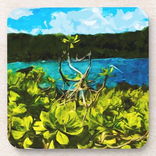 Schwarzer Sandstrand Auf dem Weg nach Hana Maui Ab Untersetzer (Vorderseite)