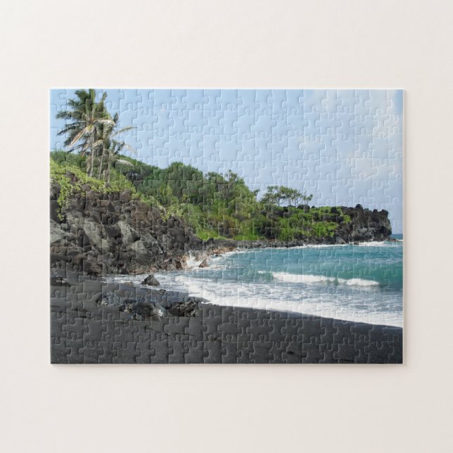 Schwarzer Sandstrand auf Puzzlen Hawaiis Puzzle (Horizontal)