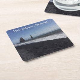 Schwarzer Sandstrand, Island Rechteckiger Pappuntersetzer