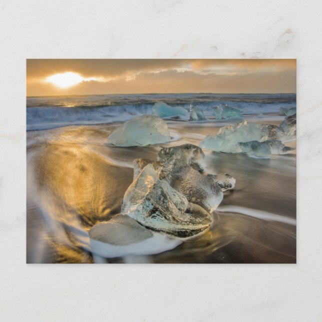 Schwarzer Sandstrand | Jokulsarlon Süd Island Postkarte (Vorderseite)