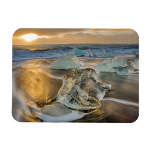 Schwarzer Sandstrand Jokulsarlon Südisland Magnet