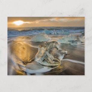Schwarzer Sandstrand   Jokulsarlon Südisland Postkarte
