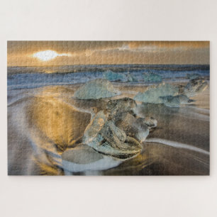 Schwarzer Sandstrand Jokulsarlon Südisland Puzzle