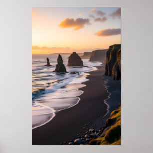 Schwarzer Sandstrand Poster