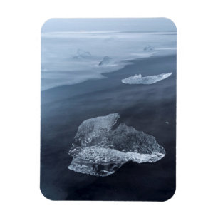 Schwarzer Sandstrand und Eis, Island Magnet