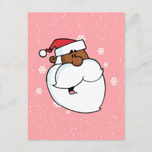 Schwarzer Santa Cartoon (rosa) Feiertagspostkarte