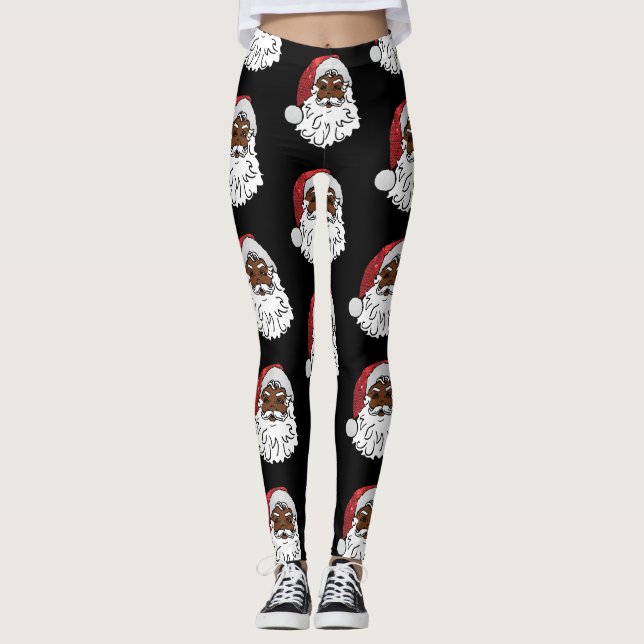 schwarzer Santa-Claus Leggings (Vorderseite)