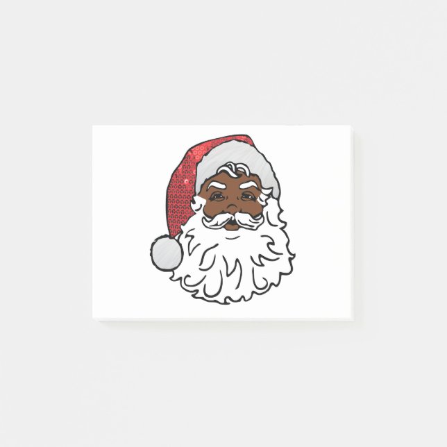 schwarzer Santa-Claus Post-it Klebezettel (Vorderseite)