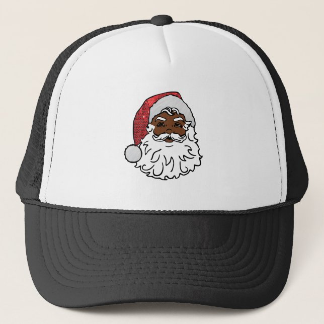 schwarzer Santa-Claus Truckerkappe (Vorderseite)