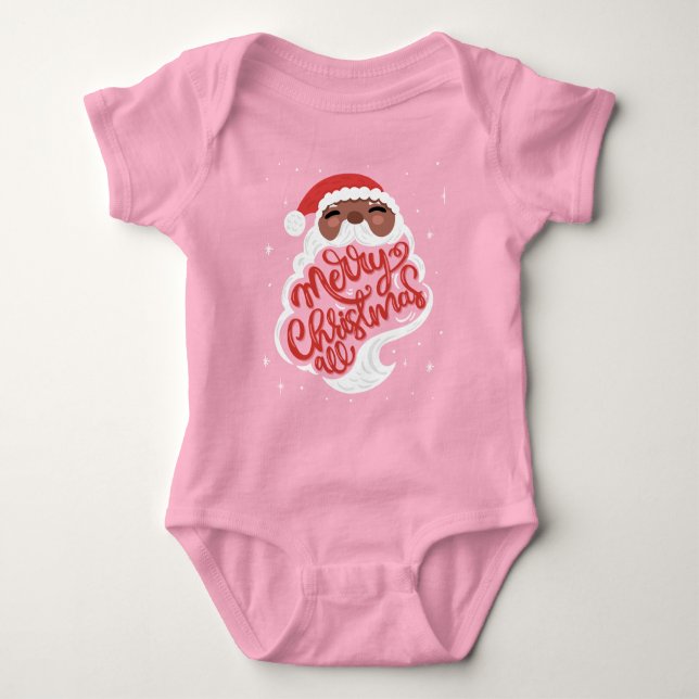 Schwarzer Santa | Frohe Weihnachten Baby Strampler (Vorderseite)