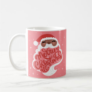 Schwarzer Santa   Frohe Weihnachten   Rosa Kaffeetasse