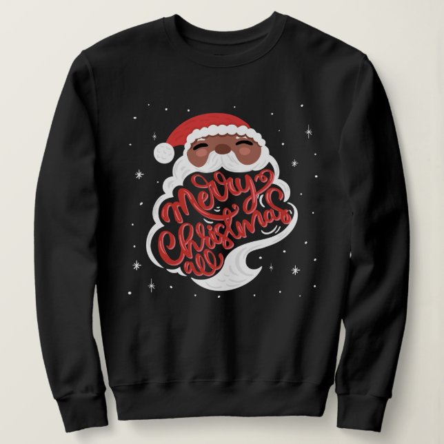 Schwarzer Santa | Frohe Weihnachten Sweatshirt (Design vorne)