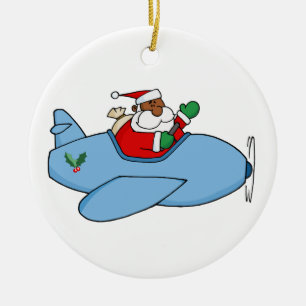 schwarzer Santa Keramikornament