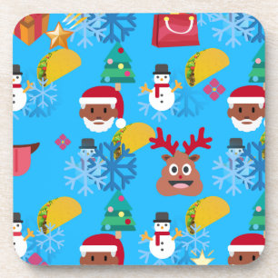 schwarzer Santa Taco Weihnachten Getränkeuntersetzer