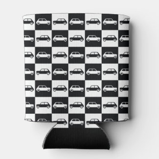 Schwarzer Schachbrett Mini Cooper Dosenkühler