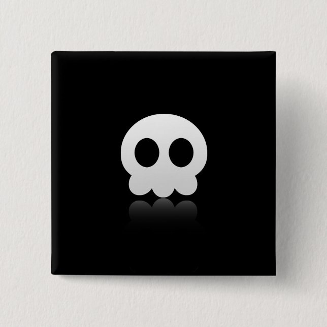 Schwarzer Schädel-Gesichts-Quadrat-Knopf Button (Vorderseite)