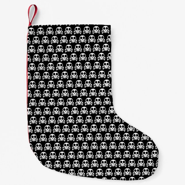 schwarzer Schädel Kleiner Weihnachtsstrumpf (Vorderseite)
