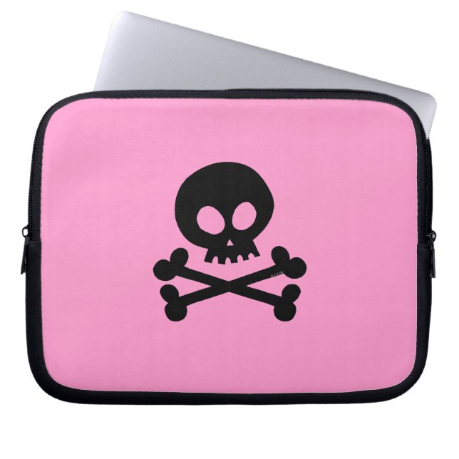 Schwarzer Schädel Laptopschutzhülle (Vorderseite)