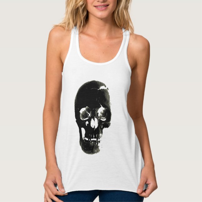 Schwarzer Schädel - Negatives Bild Tank Top (Vorderseite)