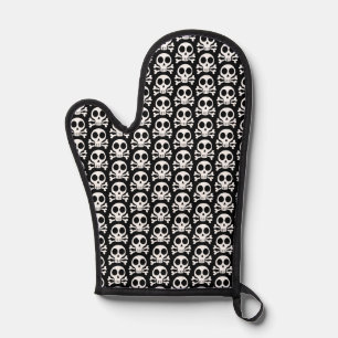 schwarzer Schädel Ofenhandschuh