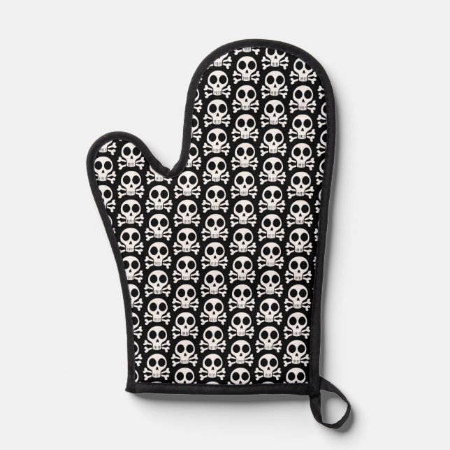 schwarzer Schädel Ofenhandschuh (Vorderseite)