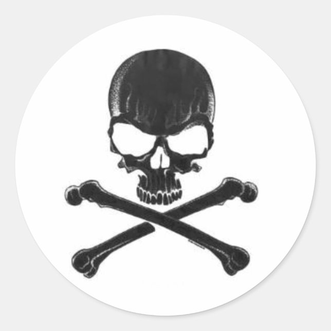 Schwarzer Schädel/Querbein Runder Aufkleber (Vorderseite)