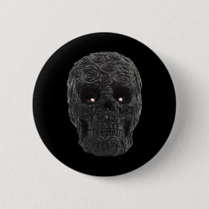 Schwarzer Schädel Rose Gothisches Halloween-Kostüm Button
