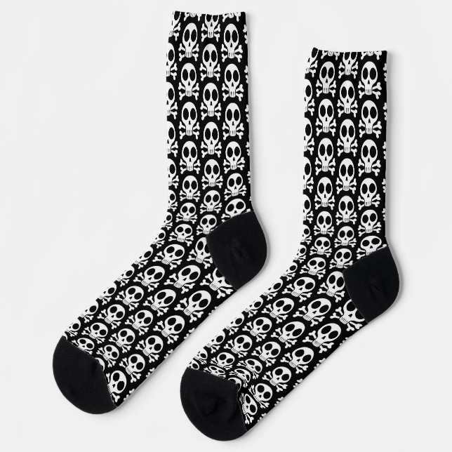 schwarzer Schädel Socken (Linkes Detail)