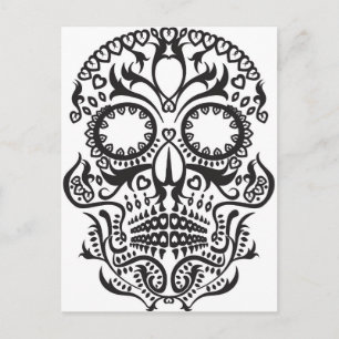 Schwarzer Schädel / Tag der Toten Postkarte