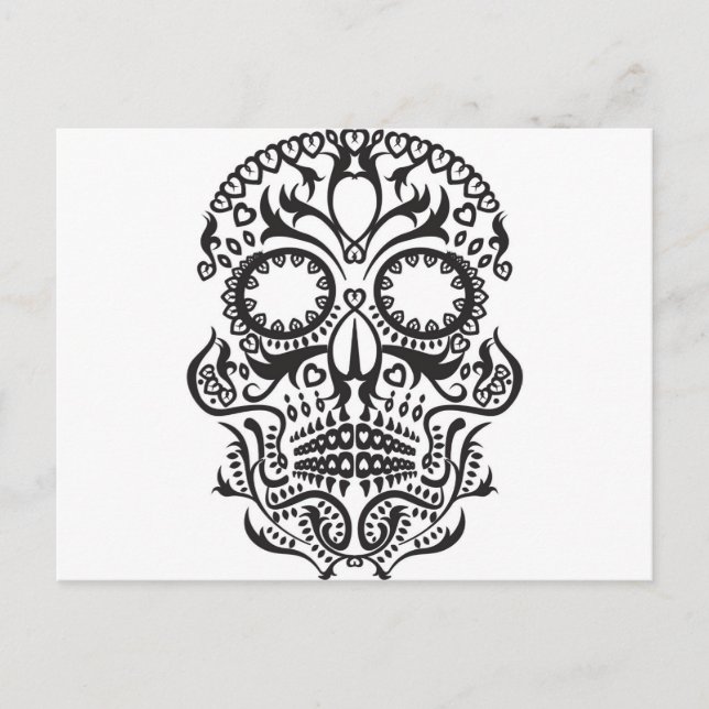 Schwarzer Schädel / Tag der Toten Postkarte (Vorderseite)