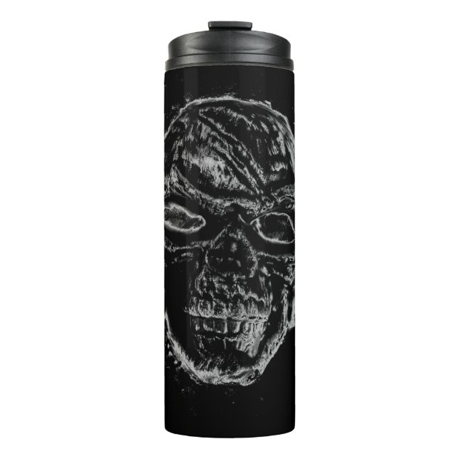 Schwarzer Schädel Thermosbecher (Vorderseite)