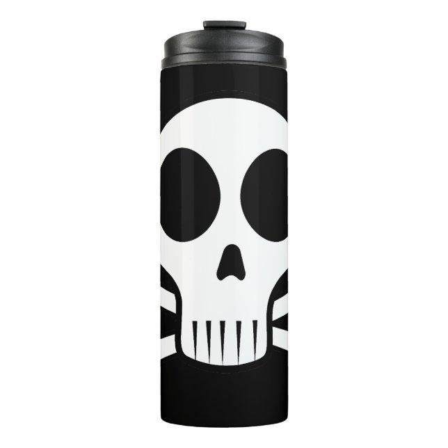 schwarzer Schädel Thermosbecher (Vorderseite)