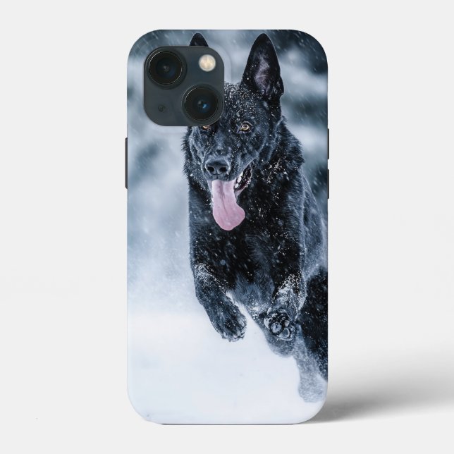 Schwarzer Schäfer im Schnee Case-Mate iPhone Hülle (Rückseite)